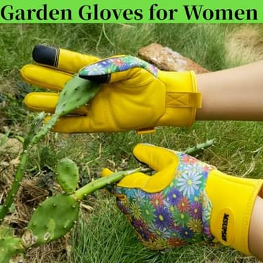 MSUPSAV Women Gardening Gloves with Touchscreen,Garden Glove,Cowhide Leather Work Glove for Women,Gardening Gfits,Colorful flowers,Large - Image 8