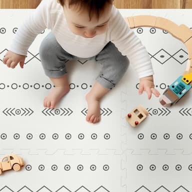 Baby Foam Play Mat, PIGLOG 72x48 Baby Crawling Mat, Floor Mats for Kids for Infants with Interlocking Floor Tiles, Toddler Playmats for Indoor and Outdoor, Easy to Clean Playroom Mats, Bohemia - Image 4