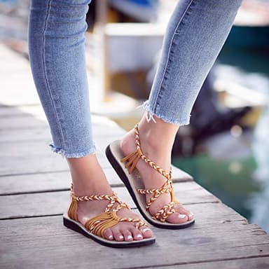Plaka Palm Leaf Flat Summer Sandals for Women | Perfect for the Beach Walking & Dressy Occasions | Negev | Size 10 - Image 3
