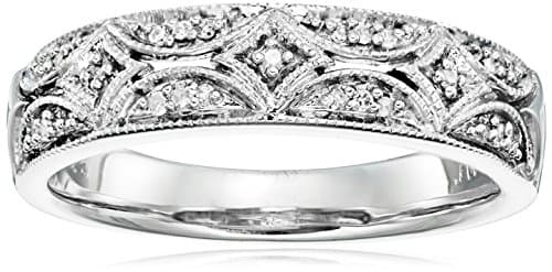 Amazon Essentials Sterling Silver 0.05 cttw Diamond Accent Band Ring, Size 7 (previously Amazon Collection) - Image 1