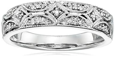 Amazon Essentials Sterling Silver 0.05 cttw Diamond Accent Band Ring, Size 7 (previously Amazon Collection) - Image 1