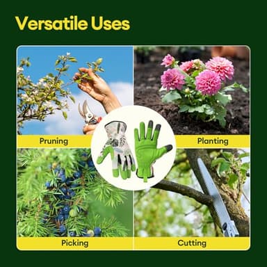 Maygrove Gardening Gloves for Women, Breathable Leather Work Gloves, Thorn-Proof Gardening Gifts, Touchscreen Compatible, Protective Work for Digging, Planting, Pruning, Medium Size, Green - Image 6