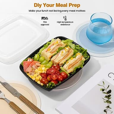 Glotoch Meal Prep Containers Reusable, 50Pack 32oz Plastic Food Prep Storage Containers with Lids,BPA Free,Microwave, Dishwasher Safe Disposable To Go Containers for Meal Plan,Single Compartment - Image 5
