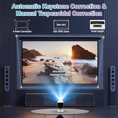 Mini Projector with WiFi and Bluetooth|Outdoor Portable Projector 1080P/4K Support|Smart Projector with Auto Keystone Correction|Home/Movie Projector for Phone/TV Stick/Laptop|2025 US Version - Image 4