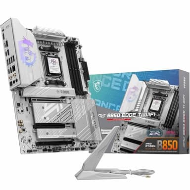 MSI MPG B850 Edge TI WiFi Motherboard, ATX - Supports AMD Ryzen 9000/8000 / 7000 Processors, AM5-80A SPS VRM, DDR5 Memory Boost (8400+MT/s OC), PCIe 5.0 x16, M.2 Gen5, Wi-Fi 7, 5G LAN - Image 1