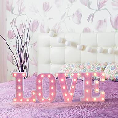 Foaky Pink Light up Letters，Pink Party Decorations,Girls Room Decor,Glitter Light Up Letters,Alphabet Letter Sign for Night Light Birthday Party Girls Gifts, Home Bar Decoration（F） - Image 7