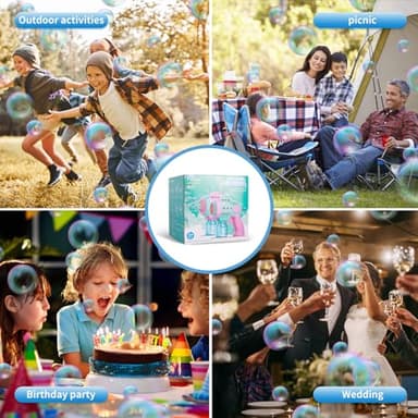 2 Bubble Gun with 2 Pack Refill Solution, 360° Leak-Proof Bubble Machine for Toddlers, Automatic Bubble Guns for Kids, Easter Basket Stuffers, Party Favors, Birthday Gift (Pink-Green) - Image 7