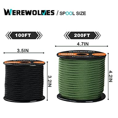 650lb Paracord/Parachute Cord - 9 Strand Paracord Rope - 100', 200' Spools of Parachute Cord, Type III Paracord for Camping, Hiking and Survival (Army Green, 200 Feet) - Image 6