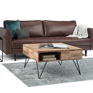 SIMPLIHOME Hunter Lift Top Coffee Table - 32 inch Wide Solid Mango Wood and Metal Industrial Square Cocktail Table in Natural, Living Room Table with Dual Lift Tops, Hidden Storage and Hairpin Legs - Image 4