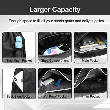 Hoedia Sports Drawstring Backpack - String Swim Gym Bag with Shoes Compartment and Wet Proof Pocket for Women&Men - Image 4
