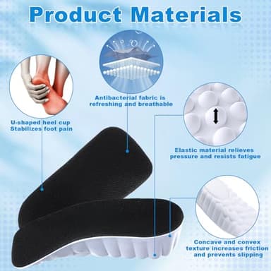 Glitopper 3 Pairs Orthopedic High Pads Height Increase Insoles Arch Support Insoles Height Boosters Cushions for Men, Women(Black,1.4 Inch) - Image 3