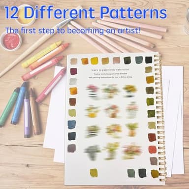 Watercolor Workbooks, Beginner-Friendly Watercolor Workbooks, 12 Colors Watercolor Paint Set with Paint Brush, 16 Spiral-Bound Pages Water Coloring Books,Color Workbook Arts and Crafts Gift (Bouquets) - Image 2