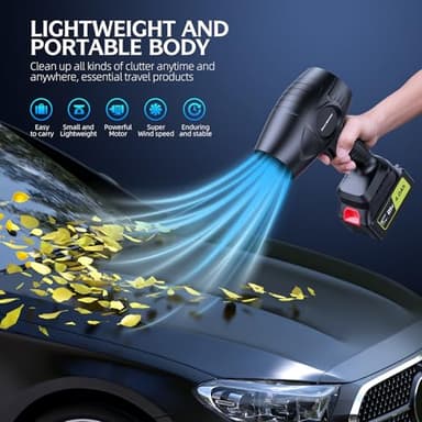 Electric-Cordless-Leaf-Blower - 600000RPM Handheld Leaf Blower - 2 X 4.0Ah Batteries and Charger Included, Lightweight Leaf Blowers for Patio Cleaning Dark - Image 5