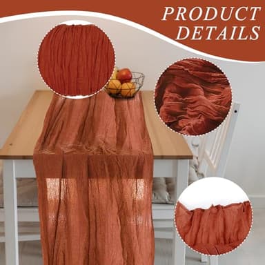 12 Pack Cheesecloth Table Runner, Runner Gauze Boho Wedding Decor Romantic Table Runner for Wedding Birthday Party(35" x 118") (Terracotta) - Image 3