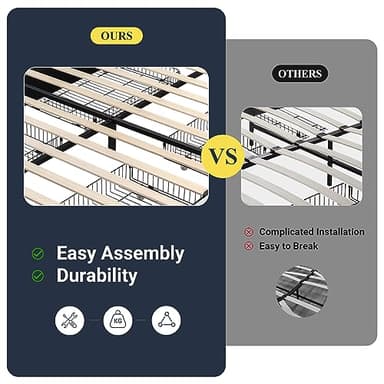 Allewie Upholstered Queen Size Platform Bed Frame with 4 Storage Drawers and Headboard, Diamond Stitched Button Tufted, Mattress Foundation with Wooden Slats Support, No Box Spring Needed, Black - Image 9