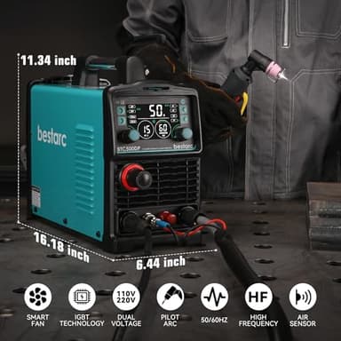 bestarc Plasma Cutter, [Pilot Arc] [Large LED Display] [Air Sensor Technology] 50Amps Cutter Machine 110/220V Dual Voltage IGBT Inverter 5/8 Inch Clean Cut, Post Flow 2T/4T for Home DIY BTC500DP 10GEN - Image 5