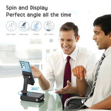 TechGlow Foldable Cellphone Stand with Bluetooth Speaker Power Bank 360° Rotatable Phone Stand Birthday Gifts for Men Women Mother Father Cool Tech Gadgets - Image 3