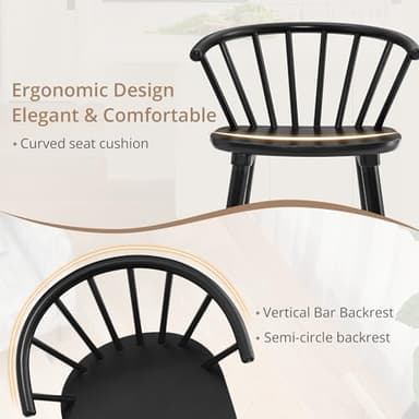 LUE BONA Black Dining Chairs Set of 4, Farmhouse Wood Dining Chairs with Semicircular Backrest, Spindle Dining Chair for Kitchen and Dining Room, 18 Inch - Image 4
