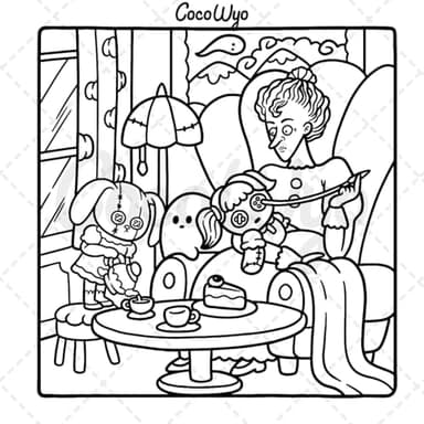 Spooky Cutie: Coloring Book for Adults and Teens Featuring Adorable Creepy Creatures in Cozy Hygge Moments for Relaxation (Cozy Spaces Coloring) - Image 6