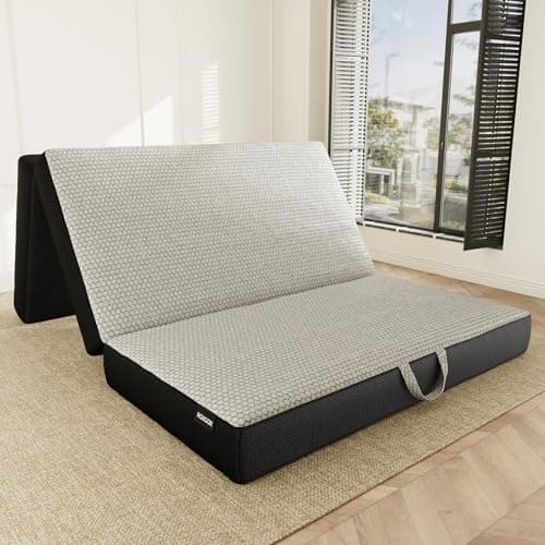 ROXGOX Memory Foam Trifold Mattress - Full Portable Floor Bed 6 Inch, Foldable Mat with Washable Cover, Handle & Non-Slip Bottom, for RV, Travel, Camping, Yoga, 73"x52"x6" - Image 1