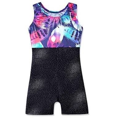 HOZIY Gymnastics Leotards for Girls Size 7-8 Black Colorful Feather Biketards Kids Apparel - Image 2