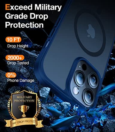 TORRAS Magnetic Designed for iPhone 13 Pro Max Case, [Military Grade Drop Tested] [Compatible with MagSafe] Shockproof Translucent Hard Back Soft Slim Protective Case for iPhone 13 Pro Max, Blue - Image 4