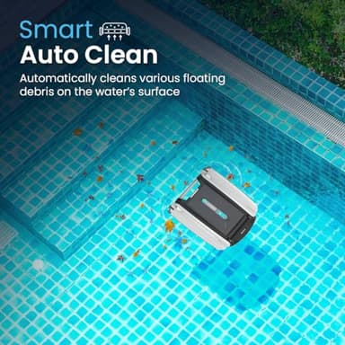 Betta SE Solar Powered Automatic Robotic Pool Surface Skimmer Cleaner with 24/7 Continuous Cleaning Battery Power and Re-Engineered Twin Salt Chlorine Tolerant Motors (White) - Image 5
