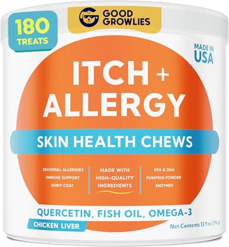 Dog Allergy Relief Chews — Anti-Itch Skin & Coat Supplement: No Fillers, Just Flavor - Itchy Skin Relief Treatment w/Omega 3 Fish Oil - Itching&Paw Licking - Dry Skin&Hot Spots - Made in USA - 180Ct - Image 1