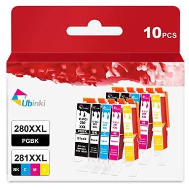 Ubinki 10 Pack 280 281 XXL Ink Cartridges Replacement for Canon PGI 280XXL/281XXL Cartridge 280XL 281XL to TR8620a TR8620 TR8520 TR8600 TR7520 TS702a TS9520 TS9521C TS6120 TS6220 TS9120 TS6320 TS8220 - Image 1