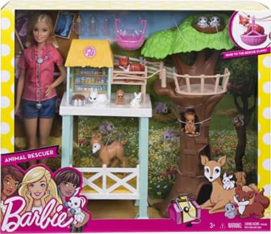 Barbie Vet Doll & Playset, Animal Rescuer Theme with 8 Wildlife Figures, Treehouse, Care Station, Rope Bridge & Accessories - Image 6