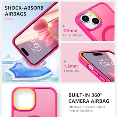 BENTOBEN for iPhone 15 Case, Magnetic iPhone15 Phone Case Compatible with MagSafe, Translucent Matte Magnetic Cover Shockproof Women Girl Protective Cute Case for iPhone 15 6.1", Hot Pink - Image 3