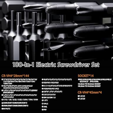 ZNikoyidy 180 in 1 Electric Screwdriver Set, Power Screwdriver, Precision Screwdriver Set, 3 Torque Modes with 162 Magnetic Precision Bits, Screwdriver it for Phone Camera Computer Watch Laptop Drones - Image 2