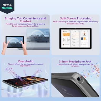Rebecco 2024 Tablet 10 Inch Android 14 Tablets, 12GB RAM+128GB ROM(Expand to 1TB), Octa Core 1280 * 800 IPS HD Display Android Tablet, Unisoc A523 CPU, 5G/2.4G WiFi, Dual 5MP+8MP Camera,(Gray) - Image 7