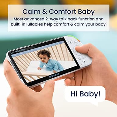 Babysense 5.5” 1080p Full HD Split-Screen Baby Monitor, Video Baby Monitor with 2 Cameras and Audio, 6-Color RGB Night Light, 1000ft Range, Two-Way Audio, 4X Zoom, 5000mAh Battery - Image 7