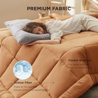 Bedsure Comforter Duvet Insert - Quilted Comforters Queen Size, All Season Duvet, GentleSoft Down Alternative Bedding, with 8 Tabs, Gifts for Women/Men, Burnt Orange, Queen 88 x 88 Inches - Image 4