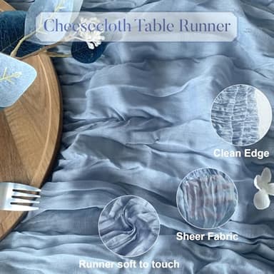 Pusunas Cheesecloth Table Runner 12Pack 10Ft Gauze Table Runners Fall Sheer Cheese Cloths Table Runner for Wedding Baby Bridal Shower Decorations Birthday Christmas Halloween - Image 3