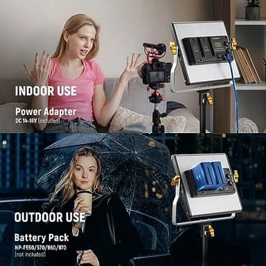 Neewer 2 Packs Dimmable Bi Color 480 LED Video Light Kit, 3200~5600K CRI 96+ LED Panel with U Bracket, 75 inches Tripod Light Stand for YouTube Recording Studio Photography Streaming Key Lighting - Image 4