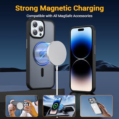 Temdan for iPhone 14 Pro Case, Compatible with Magsafe, Anti-Yellowing, Military-Grade Protection, Shockproof Slim Magnetic Phone Case Cover, Black - Image 3