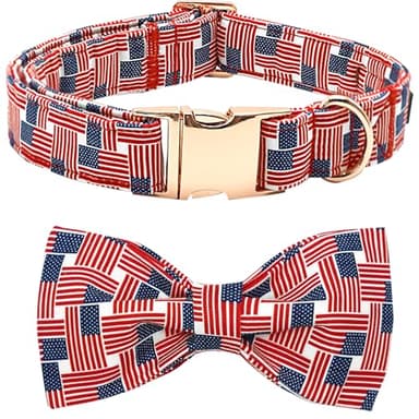 Bobo Rainbow Independence Day Dog Collar, Patriotic Pet Collar American Flag Collar Holiday Pet Collars Girl or Boy Adjustable Collar for Small Medium Large Dogs - Image 1