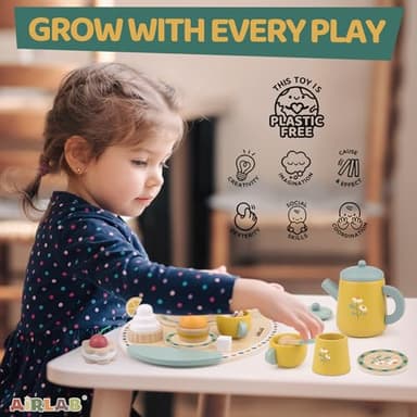 Tea Sets for Toddlers 3-5 Girl Birthday Gift 3 Year Old Princess Party Wooden Play Food Toy Sets for Kids Kitchen Accessories Age 3 4 5 6 Wood Educational Toys - Image 5