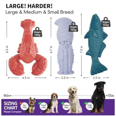 Kimee Dog Toys for Aggressive Chewers, 3 Pack Indestructible Dog Chew Toys, Super Chewer Toys with Tough Nylon Bacon Flavor for All Breed Sizes, Teeth Cleaning & Training, Boredom Relief - Image 2