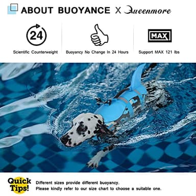 Queenmore Dog Life Jacket Ripstop Dog Shark Safety Vest Adjustable Preserver with High Buoyancy and Durable Rescue Handle for Small,Medium,Large Dogs, Blue Camouflage Small - Image 5