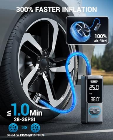 AVAPOW Tire Inflator Portable Air Compressor, 150 PSI Cordless Car Tire Air Pump with Pressure Gauge, 3.7″ LCD Screen, Auto-Shuts Off Tire Pump for Car, Motorcycle, Bike, Balls - Image 2