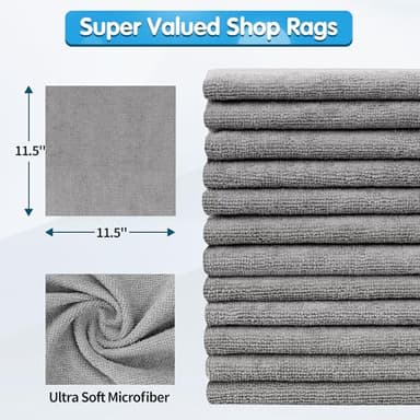FIXSMITH Shop Towels, Pack of 150, Grey Microfiber Cleaning Cloth Bulk, Microfiber Towels for Cars, All-Purpose Absorbent Cleaning Rags, Dust Cloth for Automotive, Mechanic, Garage, 11.5 x 11.5 inch - Image 2