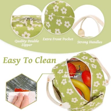 Bluboon Lunch Bag for Women Men Cute Corduroy Lunch Tote Bags Reusable Insulated Lunch Box Large Capacity Reusable Insulated Cooler for Work Picnic or Travel - Image 5