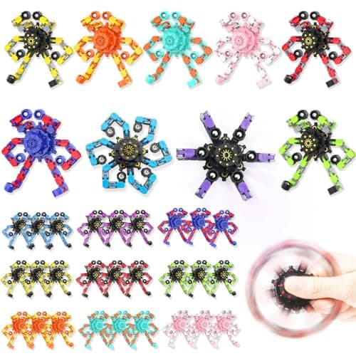 Transformable Fidget Spinners,Funny Stress Relief Sensory Fidget Toys,Deformable Chain DIY Robot Fingertip Gyros Toys Birthday Party Favors Easter Basket Stocking Stuffers for Kids and Adults (36PC) - Image 1