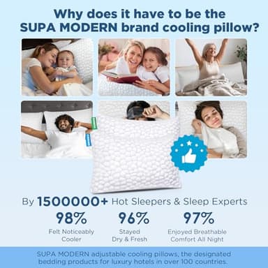 SUPA MODERN Cooling Pillows Queen Size Set of 2, Shredded Memory Foam Pillows for Sleeping 2 Pack, Adjustable Firm Bed Pillow for Side Back Stomach Sleepers, Cool Luxury Gel Pillow for Neck Support - Image 9