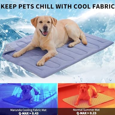 MARUNDA Dog Cooling Mat, 36" x 24" Thicken Waterproof Cooling Mat for Extra Large Dog, Q-MAX>0.5 Ice Cool Fabric-Cool on Contact，Easy Washable Pet Pad in Summer (36" x 24" (L-Crate), Blue) - Image 5