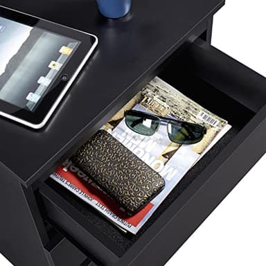 Yaheetech Nightstand with Drawer, 3 Drawers Bedside Table with Sturdy Base, Wood Bedside Cupboard Accent Table with Storage Space for Bedroom, Easy Assembly, Black - Image 7