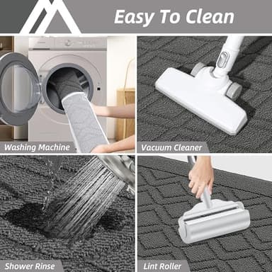 COSY HOMEER 48x20 Inch/30X20 Inch Kitchen Rug Mats Made of 100% Polypropylene 2 Pieces Soft Kitchen Mat Specialized in Anti Slippery and Machine Washable (Grey) - Image 5